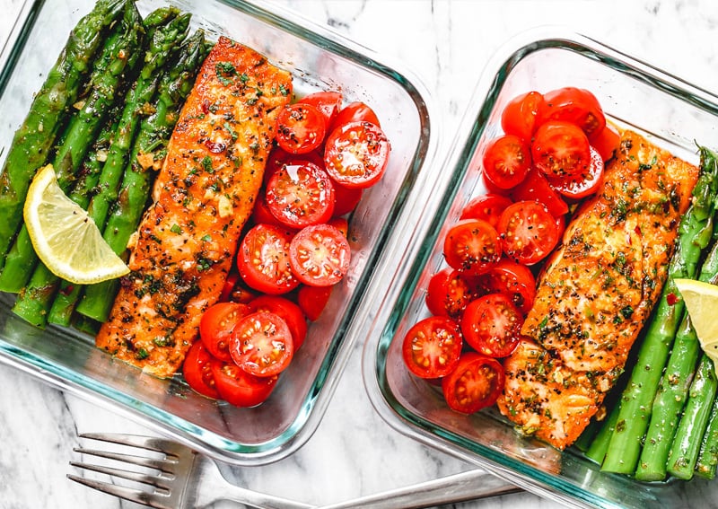 Low carb lunch salmon meal prep