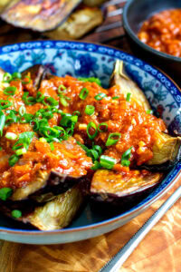 Roasted Eggplant With Tomato Miso Sauce