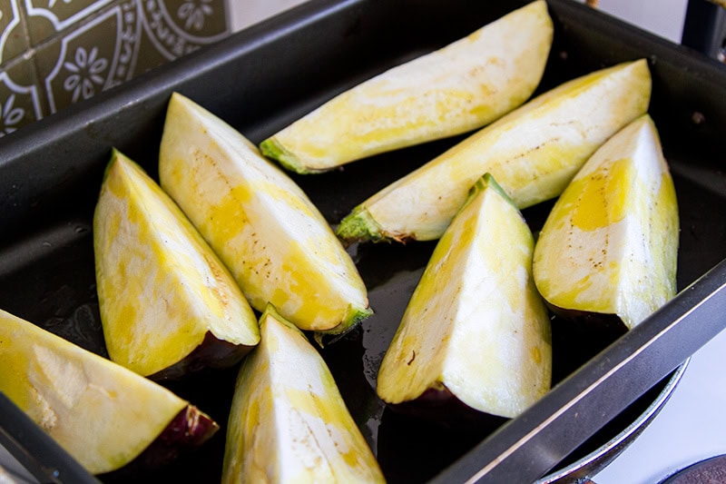 Roasting eggplant in the oven