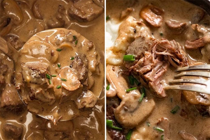 Slow cooker beef stroganoff