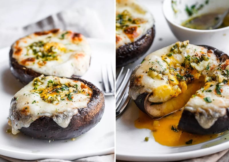 Stuffed portabello mushrooms with eggs and cheese