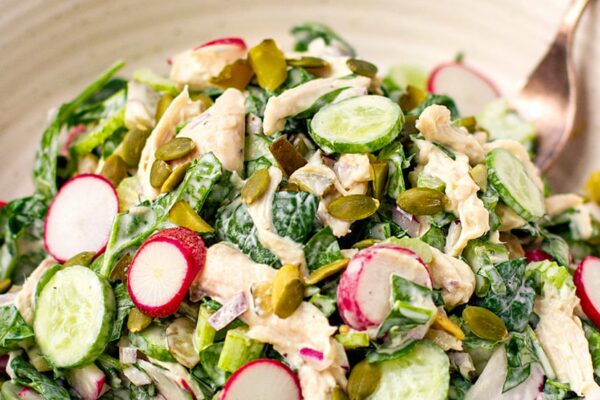 Creamy Chicken & Spinach Salad (Low-Carb, Gluten-Free)