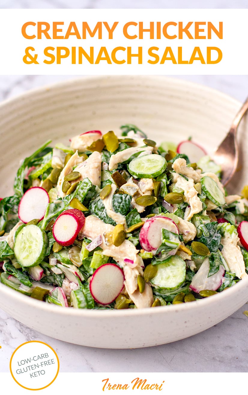 Creamy Chicken & Spinach Salad (Low-Carb, Gluten-Free)
