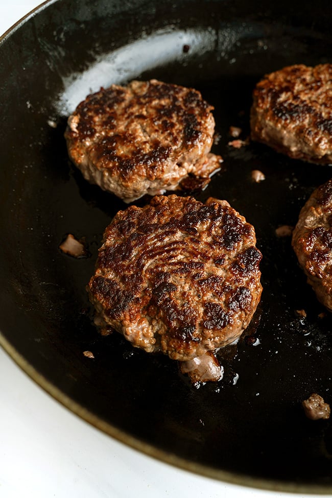 Pan fried hamburger patties