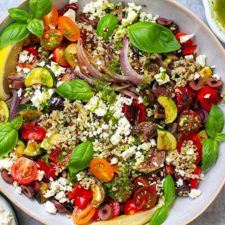 Mediterranean Quinoa Salad With Lemon Basil Dressing