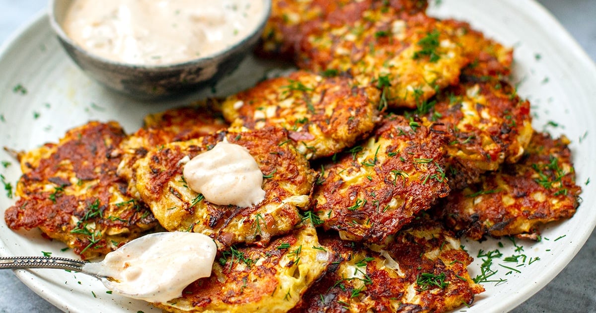 Tuna Cabbage Patties With Spicy Garlic Mayo