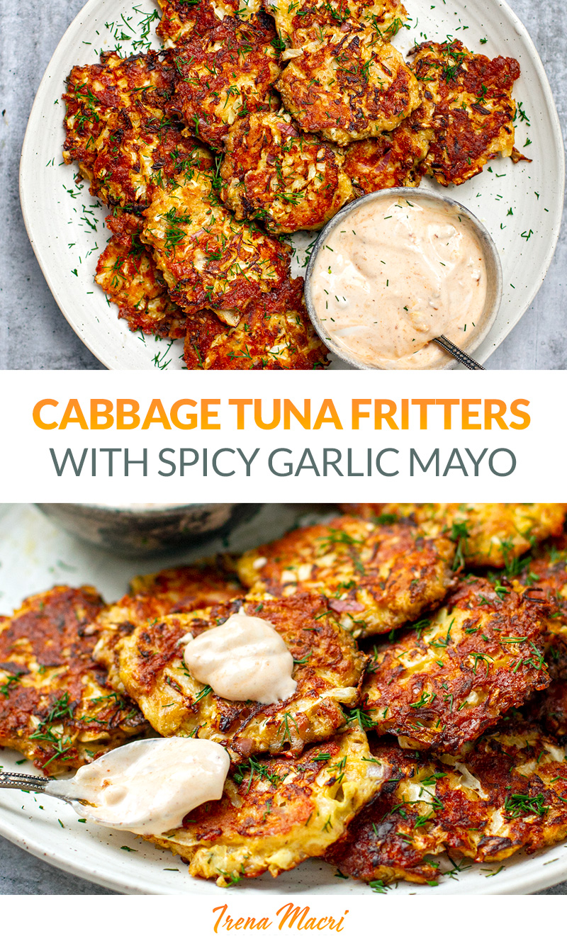Cabbage Tuna Fritters With Spicy Garlic Mayo