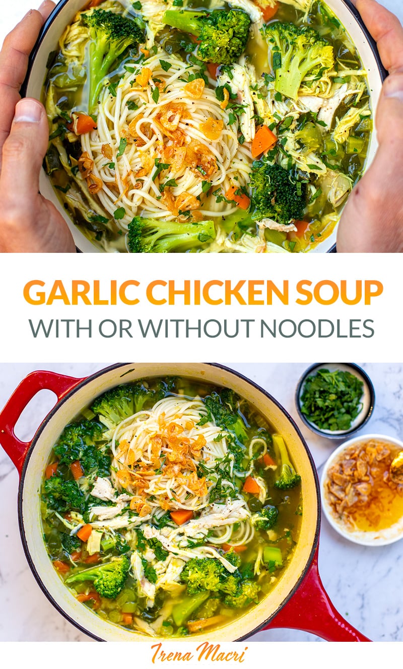 Shredded Chicken Vegetable Soup With Fried Garlic