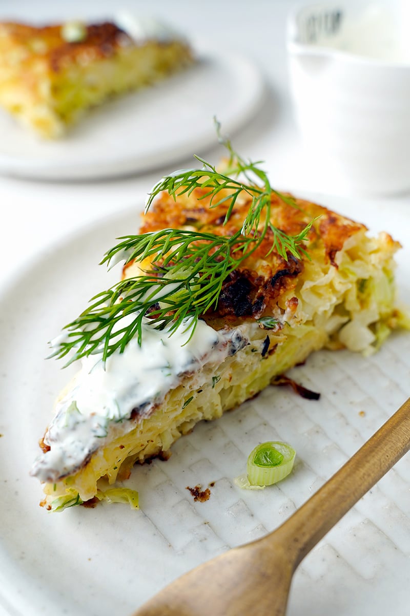 Cabbage Pie With Sour Cream Dill Sauce