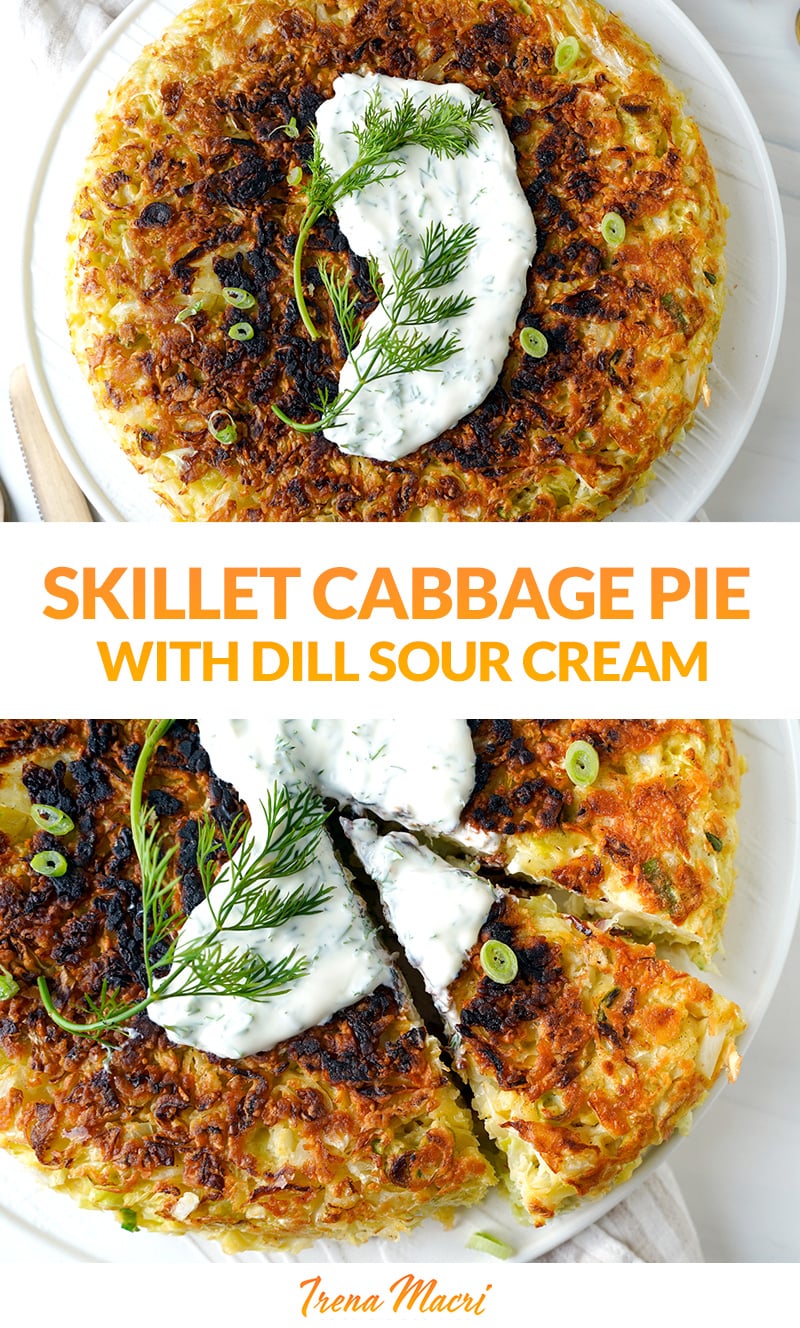 Skillet Cabbage Pie With Dill Sour Cream Sauce