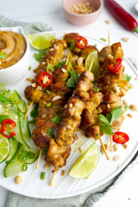 Keto Chicken Satay Skewers With Peanut Dipping Sauce