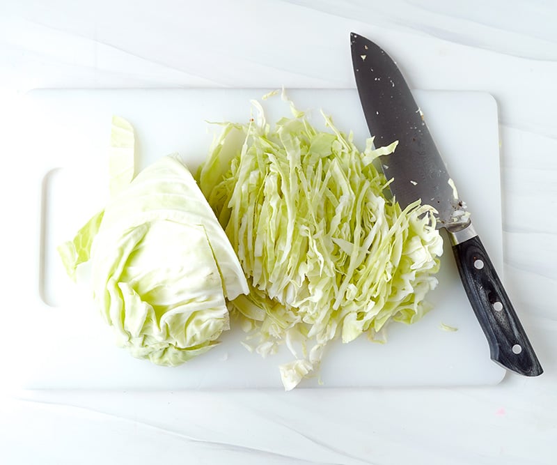Step 1 shredded cabbage for pie