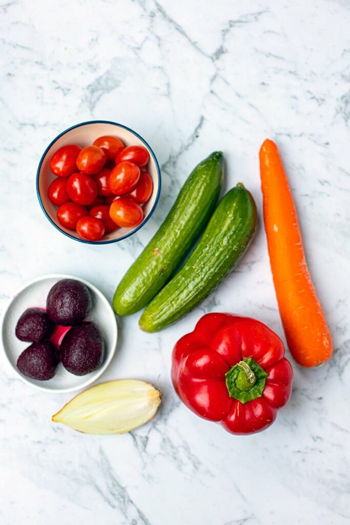 Crunchy salad vegetables