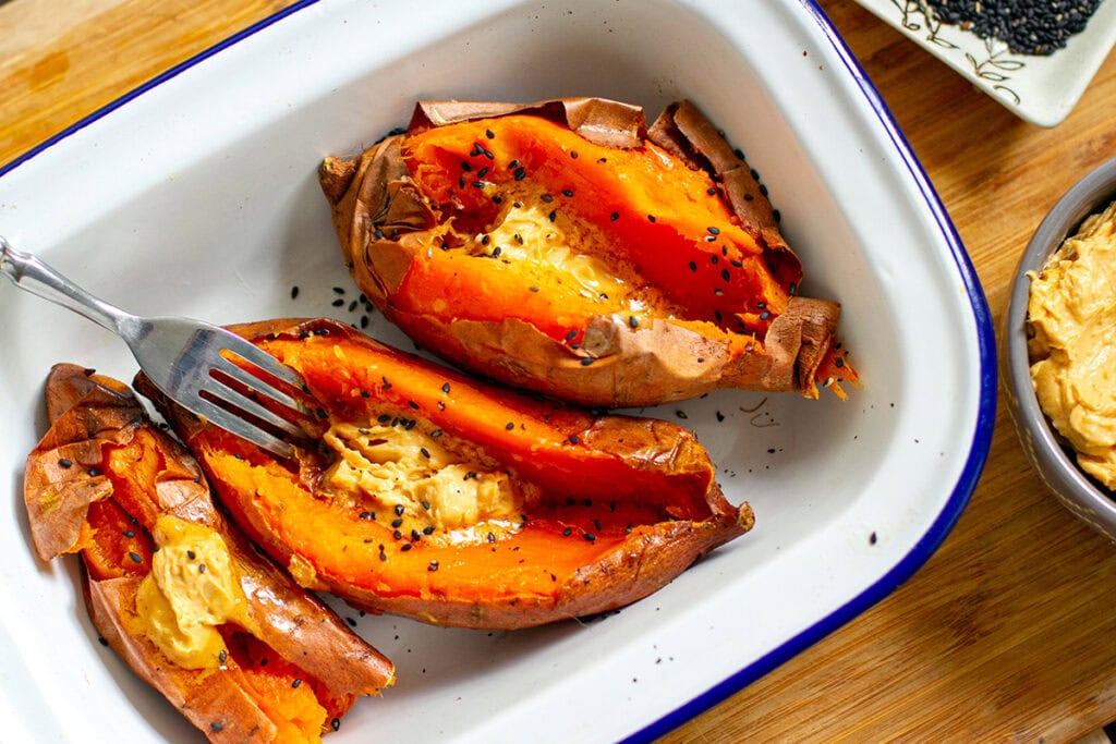 Baked Sweet Potatoes With Miso Butter