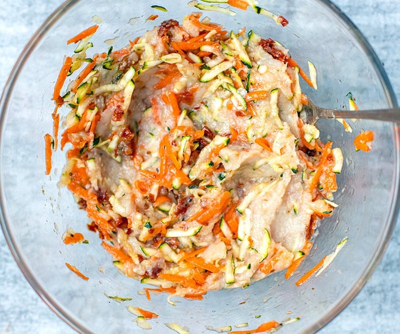 Healthy chicken rissoles mixture in a bowl