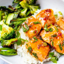 Salmon Bites With Sweet Chili Soy Glaze