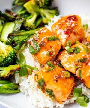 Salmon Bites With Sweet Chili Soy Glaze