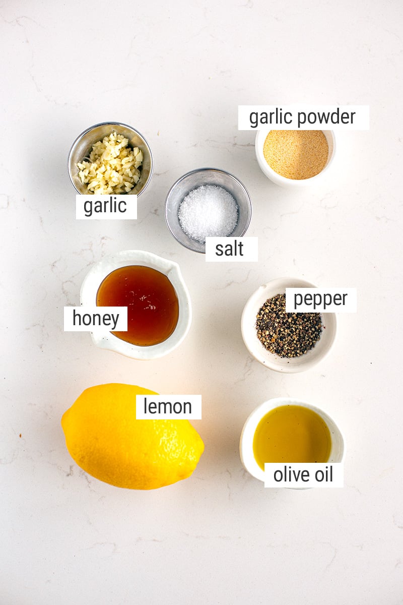 Ingredients for honey lemon garlic chicken thighs