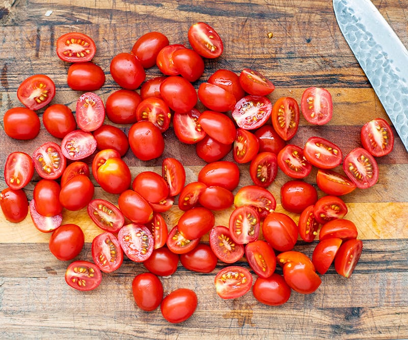 Cherry tomatoes cut in halves