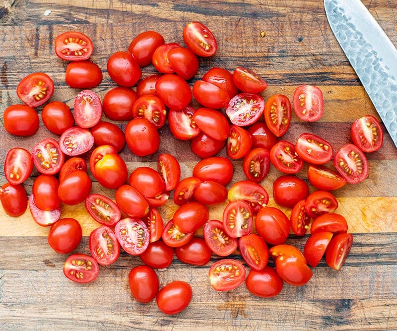 Cherry tomatoes cut in halves