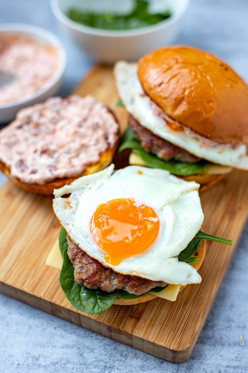 Breakfast Egg Burger With Grilled Sausage