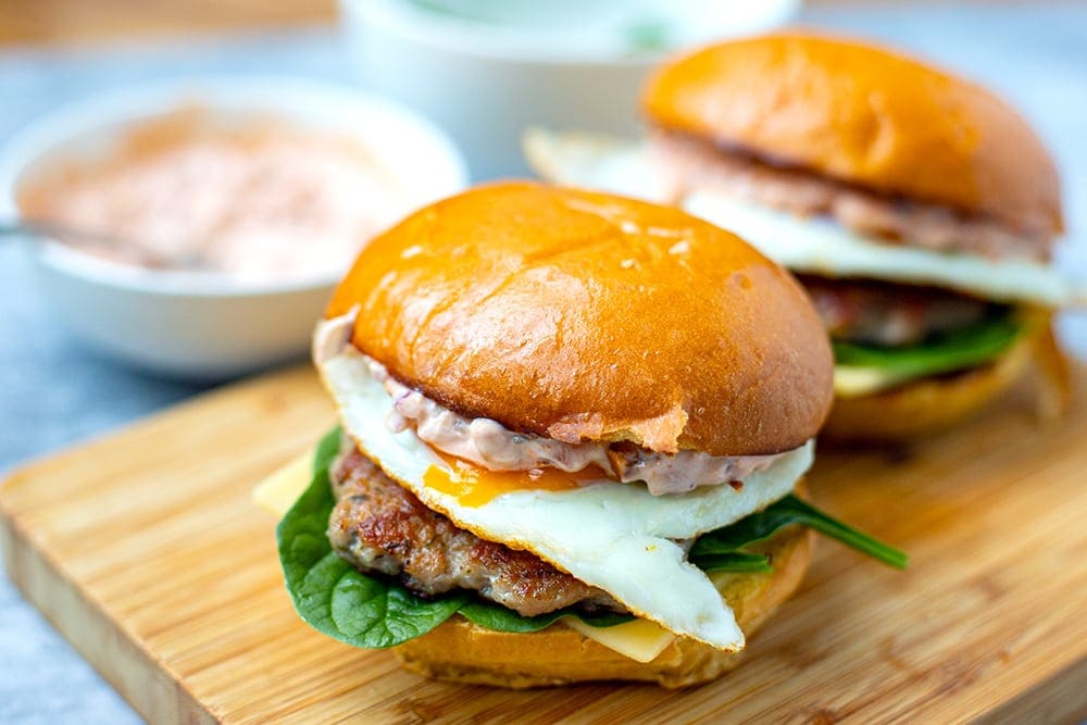 Breakfast Burger With Sausage & Egg