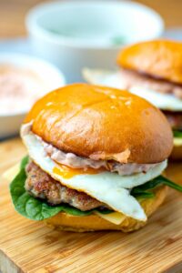 Breakfast Burger With Sausage & Egg