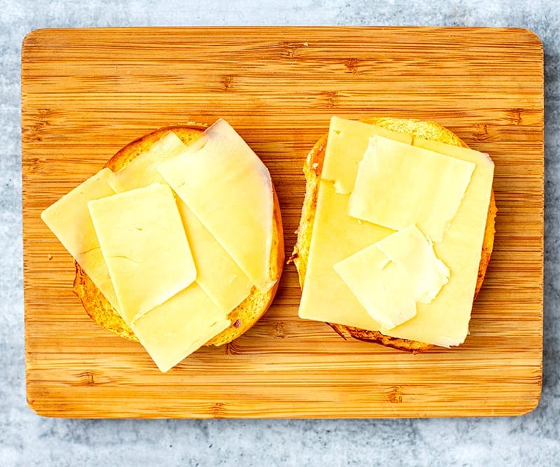 Cheese on breakfast egg burgers