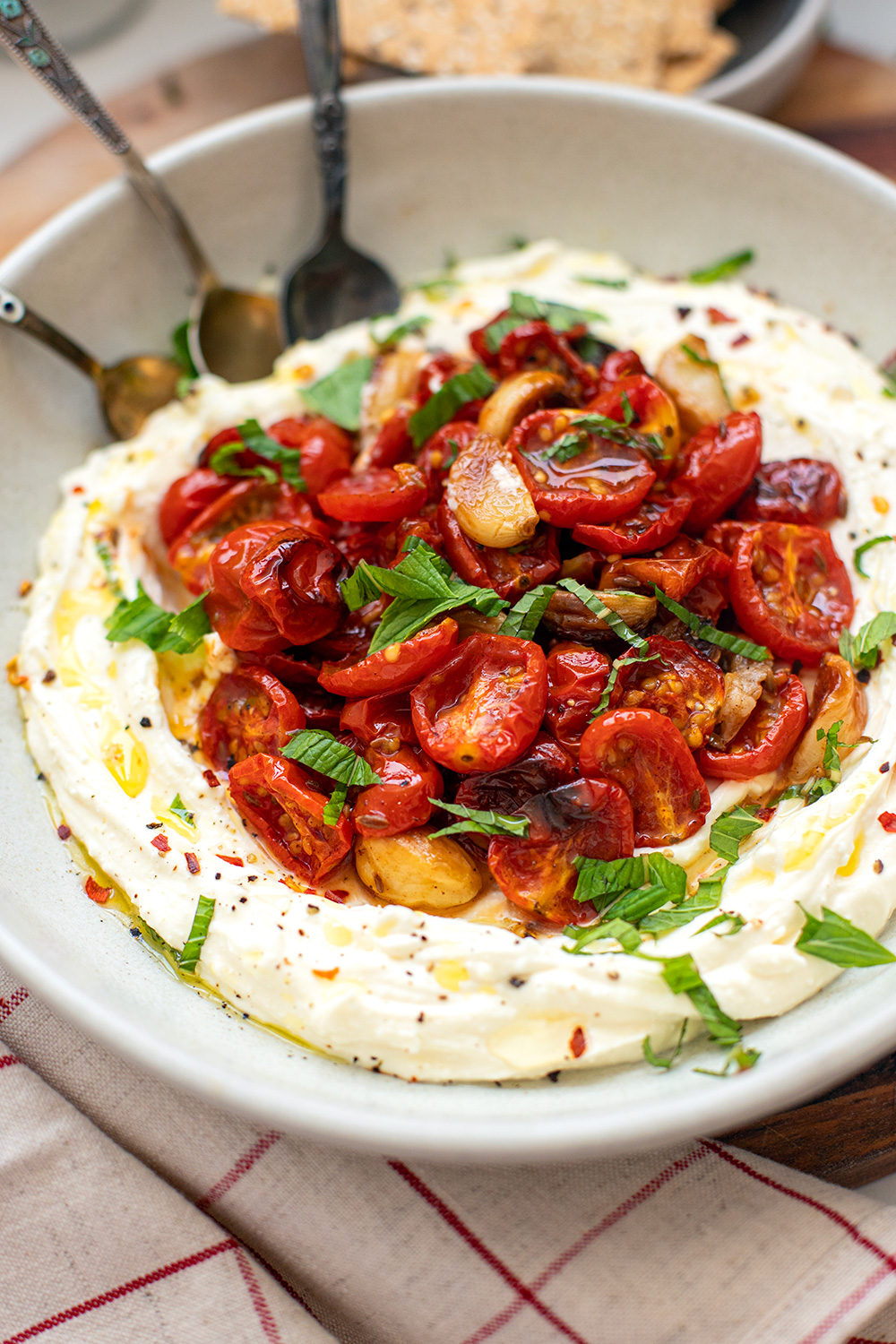 Whipped Feta Dip With Roasted Cherry Tomatoes & Garlic