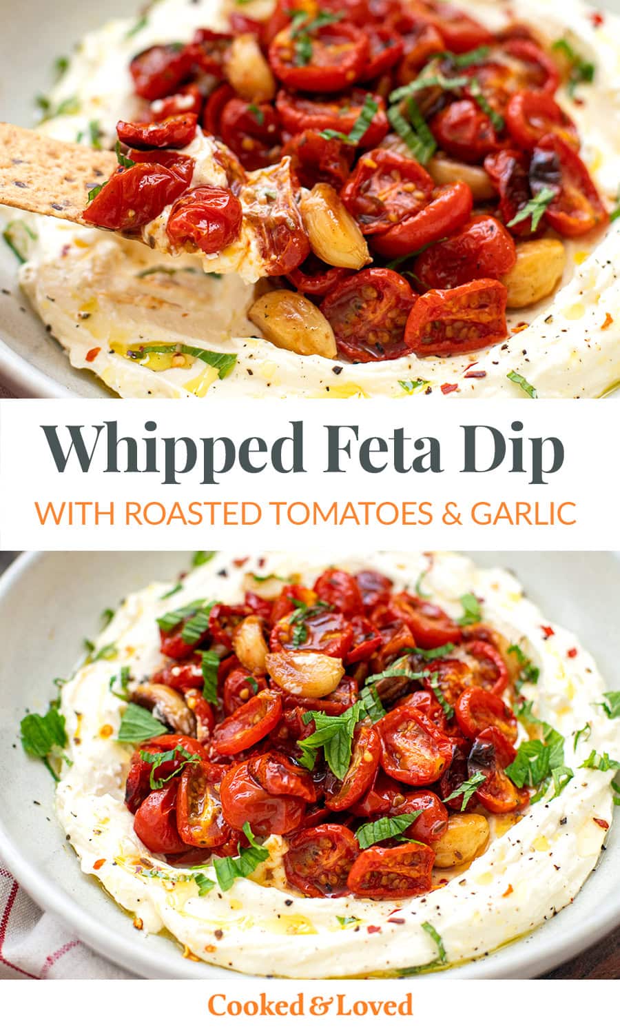 Whipped Feta Dip With Roasted Cherry Tomatoes & Garlic