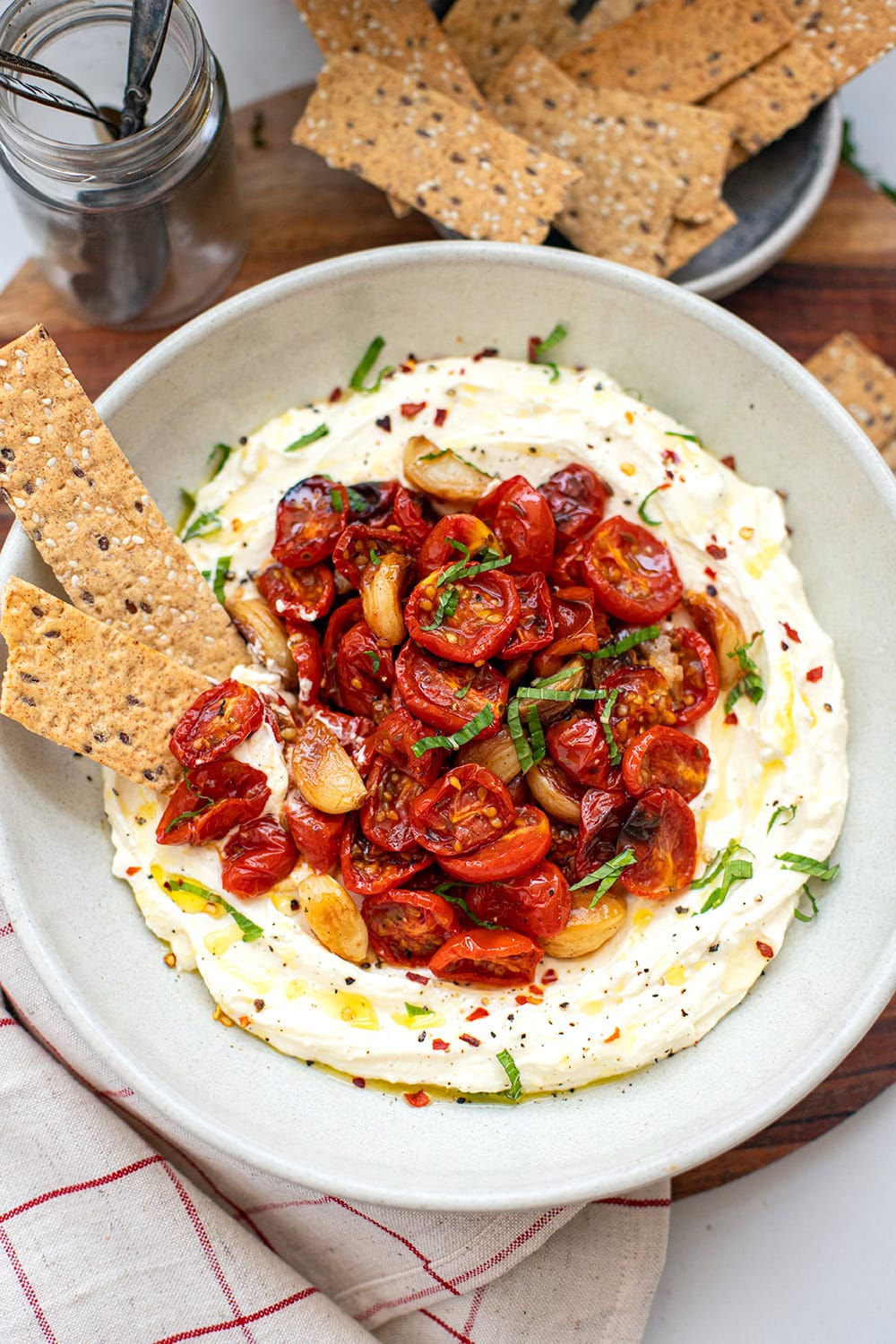 Whipped Feta With Roasted Tomatoes & Garlic