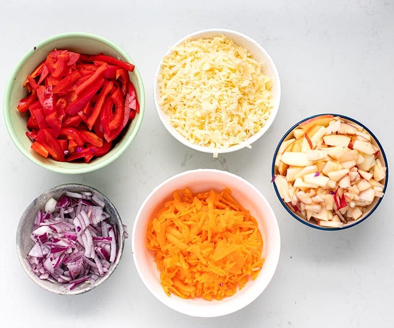 Ingredients for red cabbage coleslaw