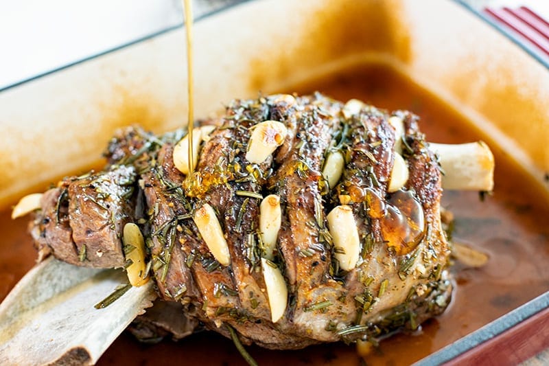 Honey drizzled over lamb roast