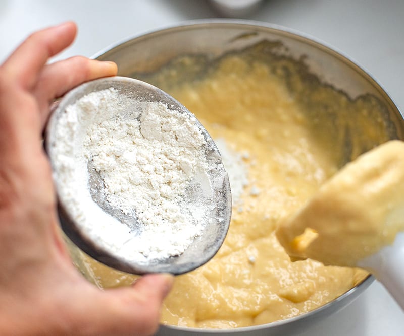 Adding a little gluten-free flour to pancake batter
