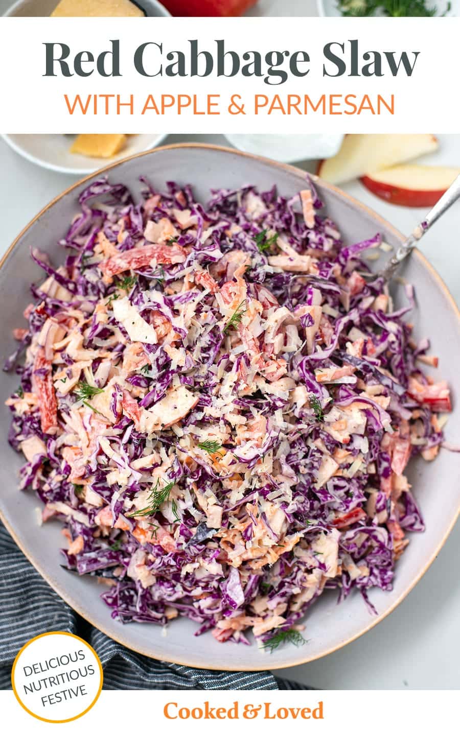 Red Cabbage Slaw Salad With Apple & Parmesan