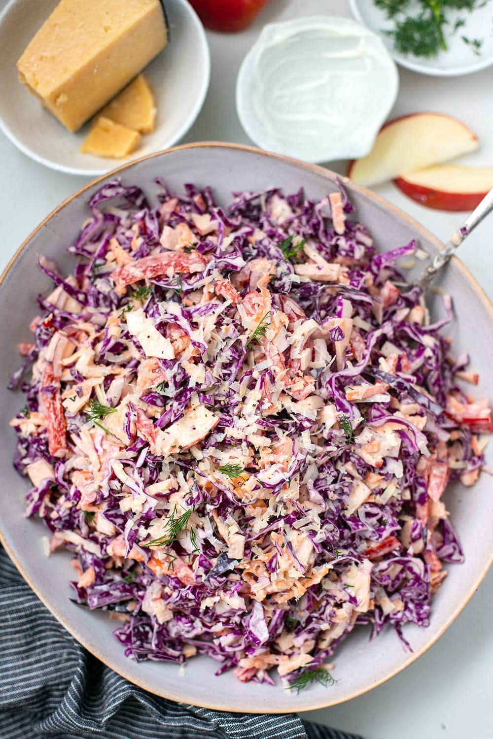 Red Cabbage Coleslaw With Apple & Parmesan