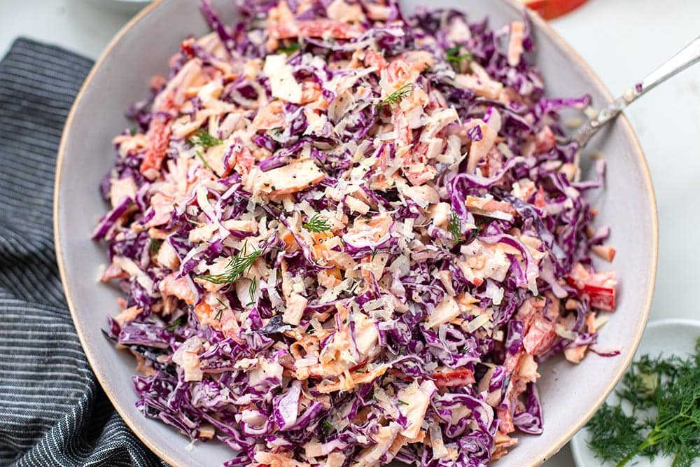 Red Cabbage Coleslaw With Apple & Parmesan