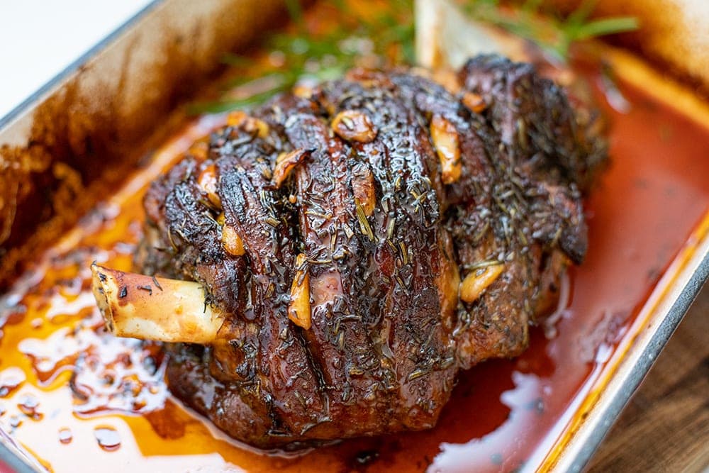 Rosemary Honey Lamb Shoulder After Roasting