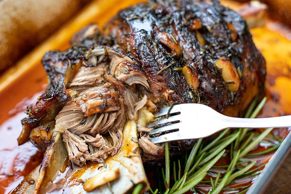 Slow Cooked Lamb Shoulder With Rosemary Garlic Honey