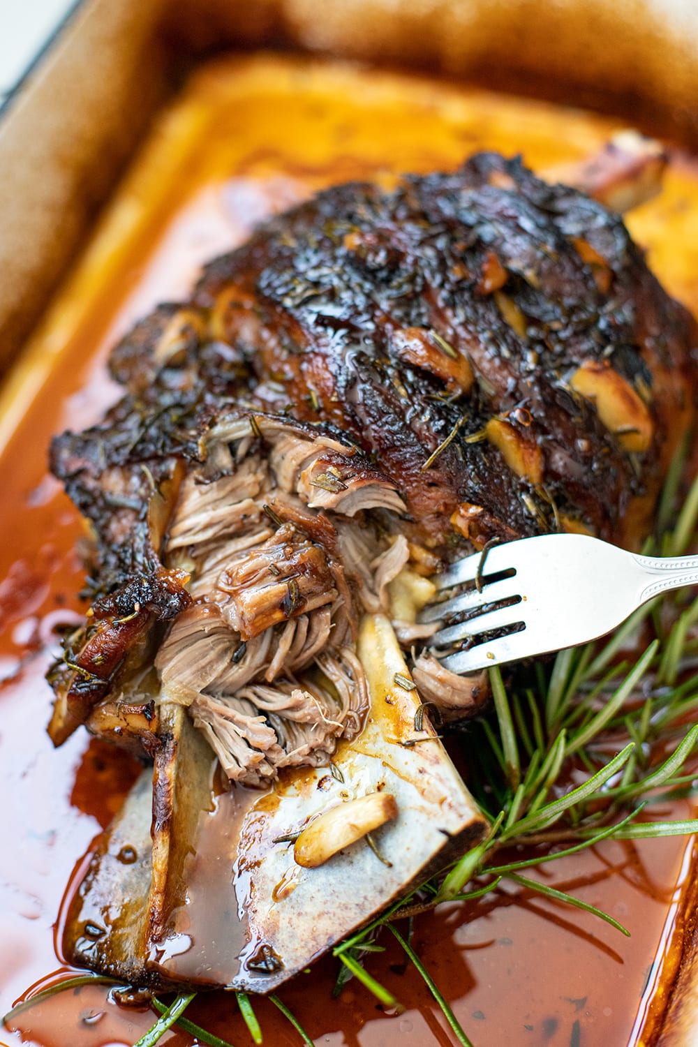Slow-Cooked Lamb Shoulder With Rosemary Garlic & Honey