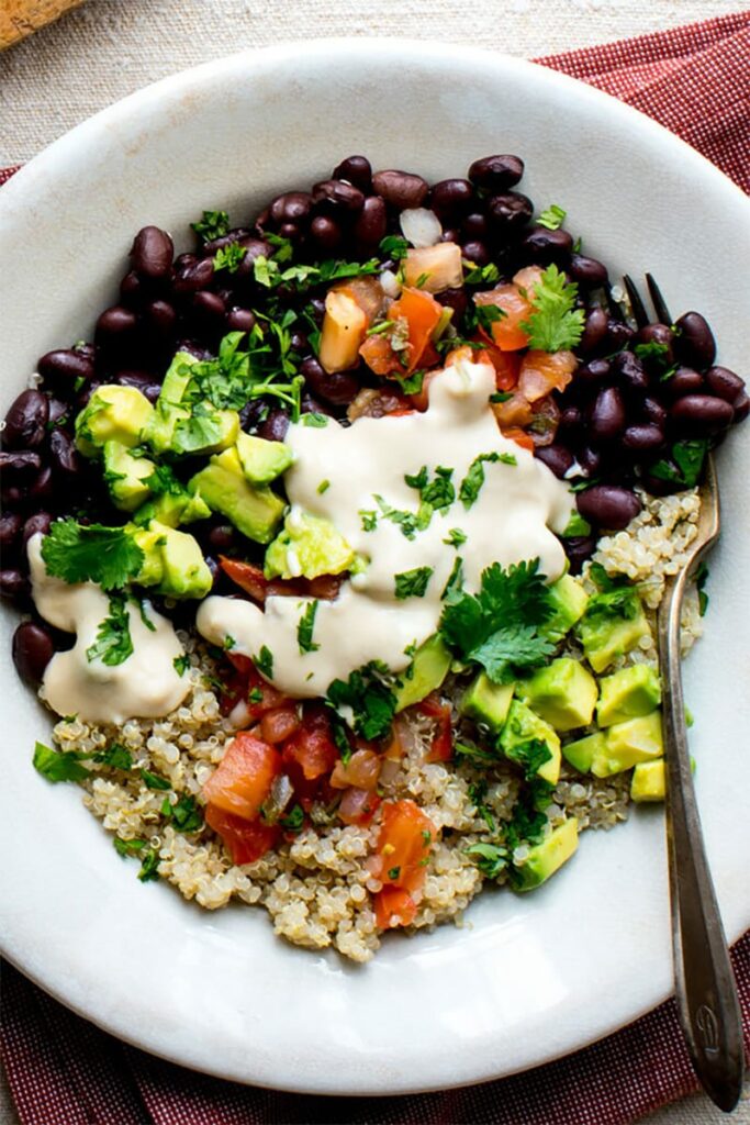 Black bean quinoa bowl high protein lunch