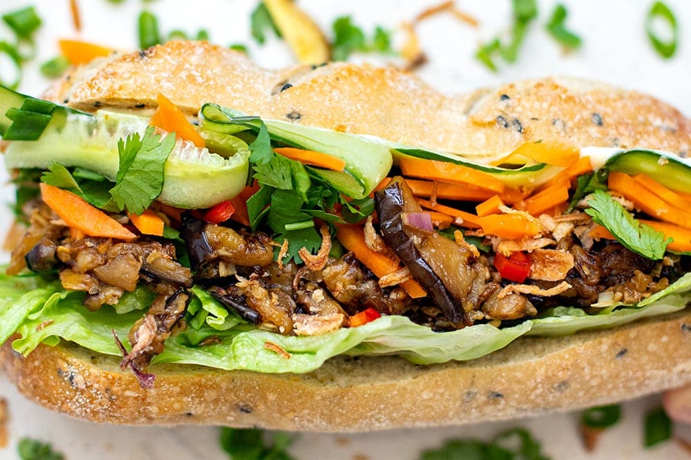 Vegetarian Banh Mi With Lemongrass Eggplant