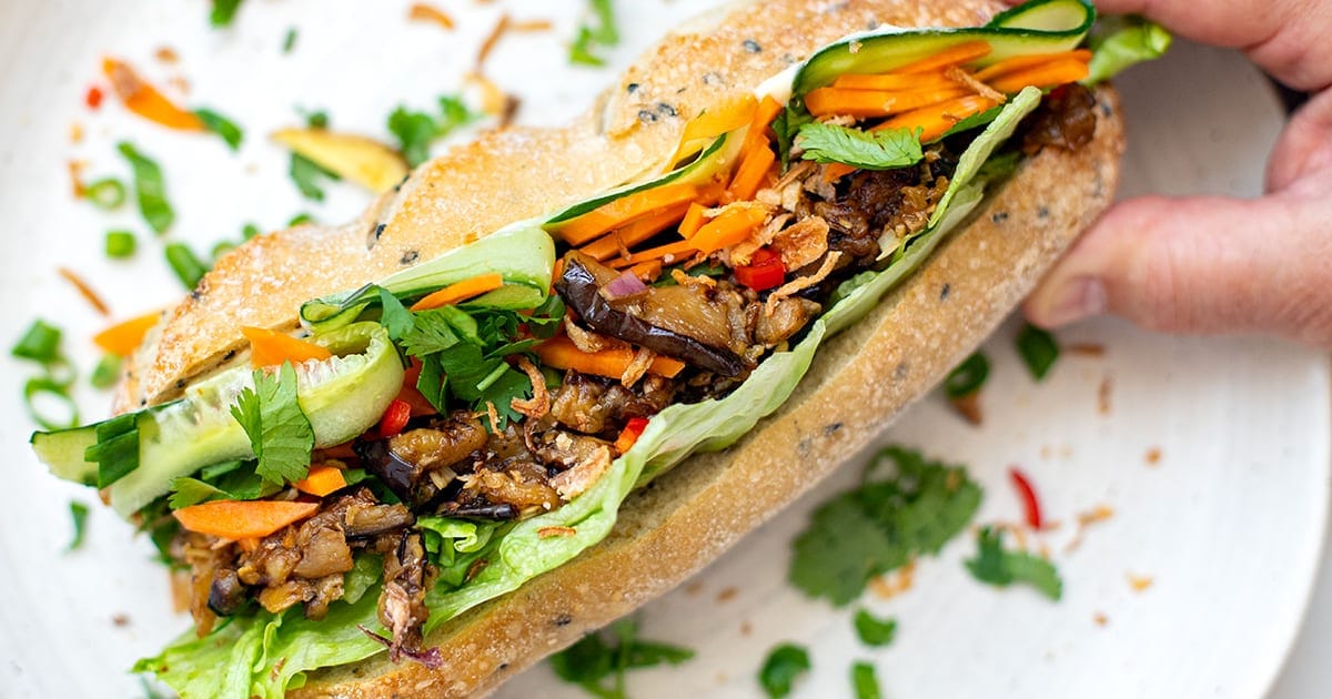 Vegetarian Banh Mi With Lemongrass Eggplant