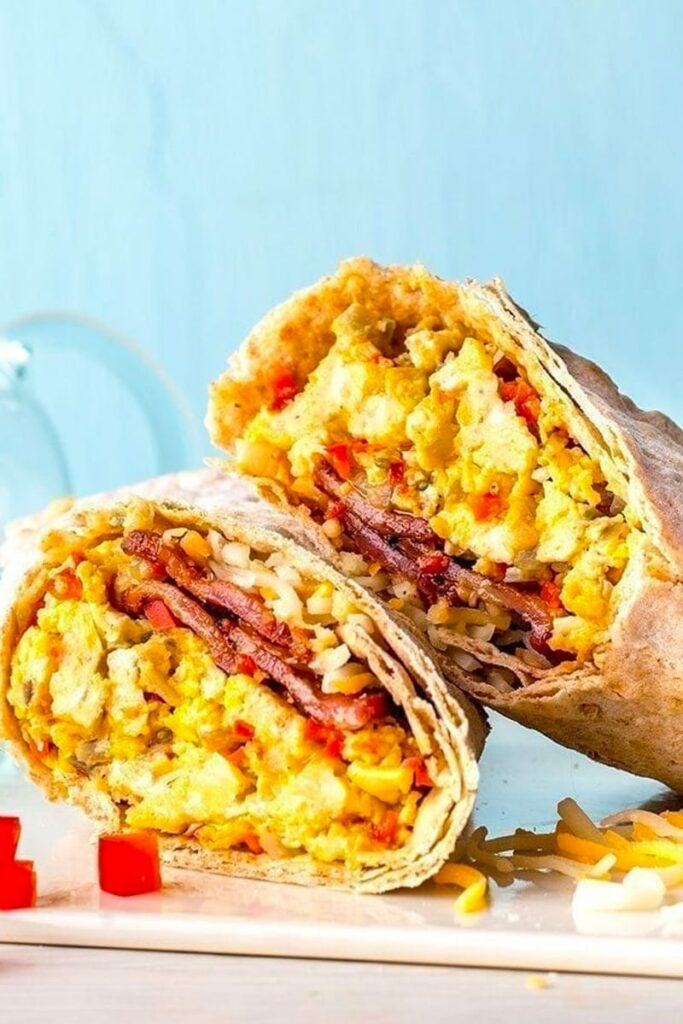 Protein breakfast burritos with bacon