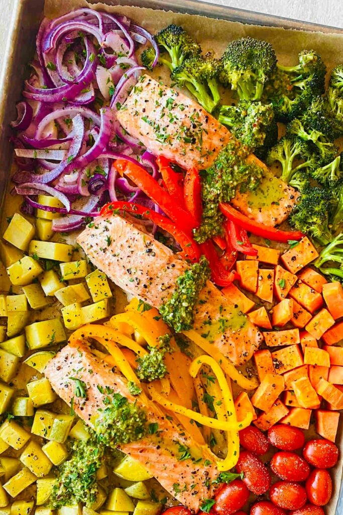 Sheet pan salmon and vegetables