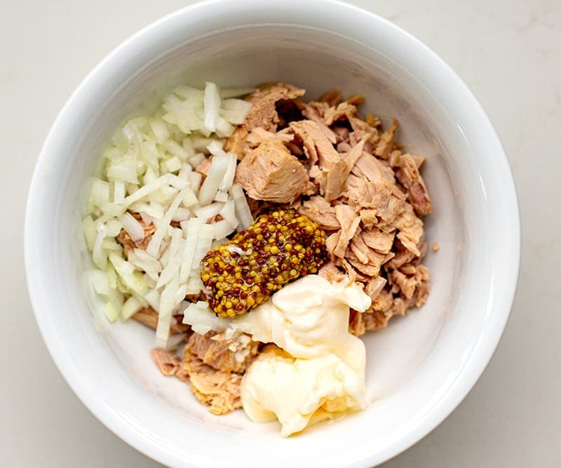 Tuna melt salad in a bowl