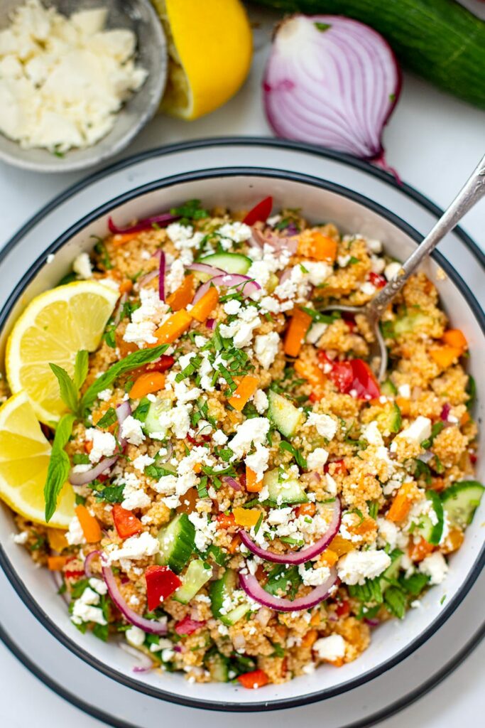 Moroccan Greek Couscous Salad With Herbs & Feta
