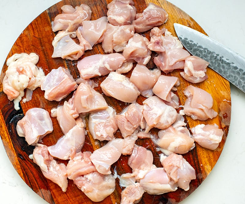 Chicken thighs cut into bite-size pieces