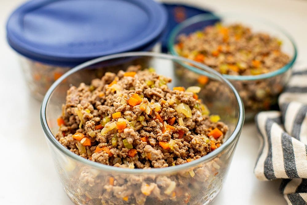 Meal prep containers with ground beef