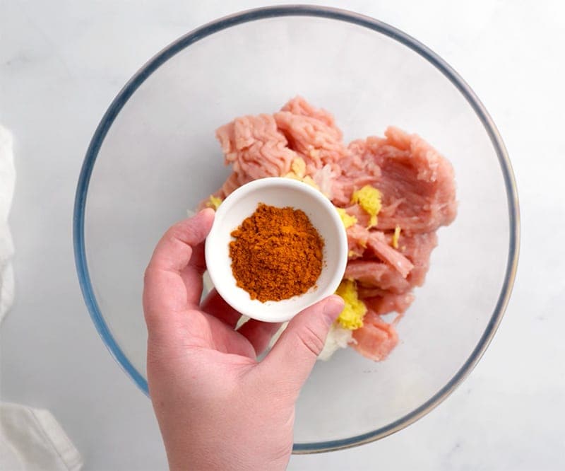 Adding spices to ground turkey